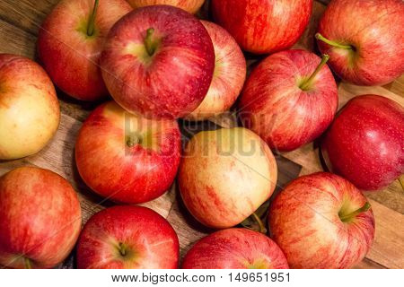Fall apple red delicious healthy and put on a wooden table;healthy food.