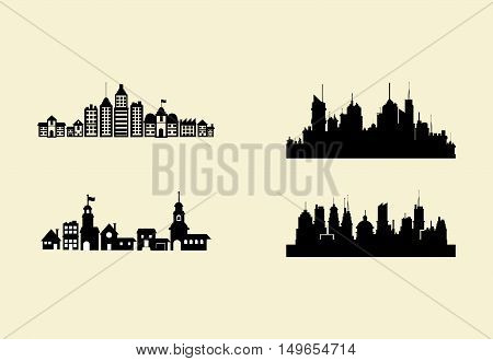 blak silhouette city skyline image vector illustration design