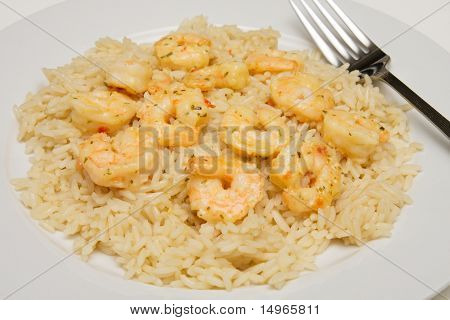 Gamberetti Scampi su riso con forcella