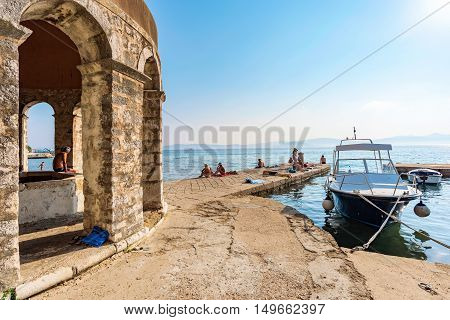 mediterranean pier on a sunny day with sea view