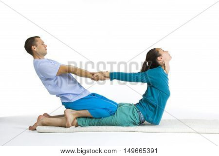 Massage parlor. Various techniques of Thai massage