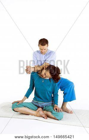 Massage parlor. Various techniques of Thai massage