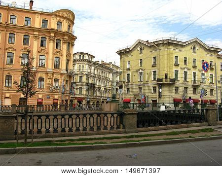 St. Petersburg, Russia - August 05, 2012: Griboyedov canal embankment in Saint Petersburg, Russia.