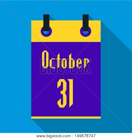 Calendar october thirty first icon in flat style with long shadow. Date of Halloween symbol vector illustration