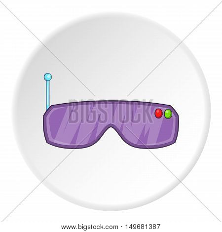 Virtual reality glasses icon in cartoon style on white circle background. Gadget symbol vector illustration