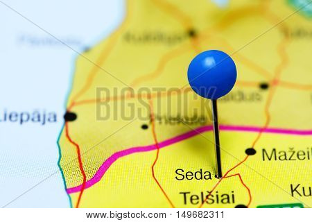 Seda pinned on a map of Lithuania