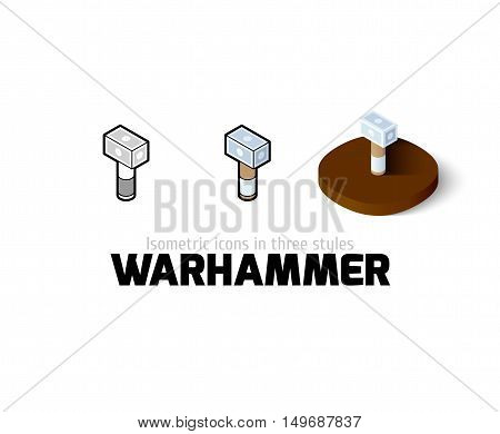 Warhammer icon, vector symbol in flat, outline and isometric style