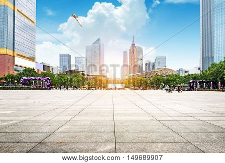China Guangzhou City Plaza built-up city center.