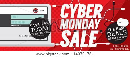 8000x3200 Pixel Cyber Monday Banner Vector Illustration. EPS 10