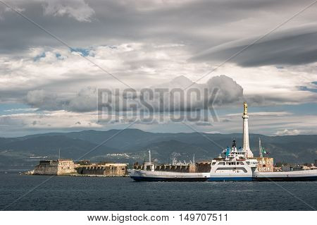 The Blessing of a Golden Madonnina at Port of Messina in Sicily Italy.