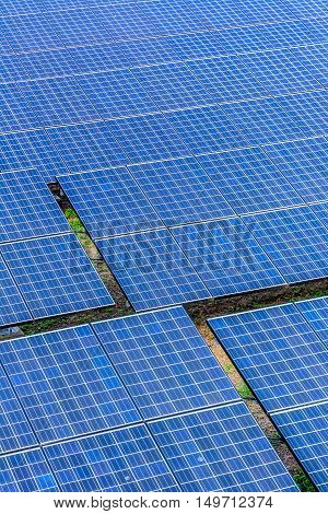 Vertical shot Solar cell panel on the ground