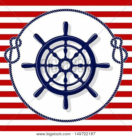 Blue helm and rope frame on lines background vector illustration