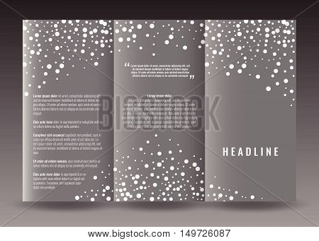 Corporate trifold brochure template design. Connection abstract background. With world map infographic element and place for photo. Stock vector.