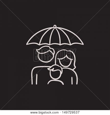 Family insurance vector sketch icon isolated on background. Hand drawn Family insurance icon. Family insurance sketch icon for infographic, website or app.