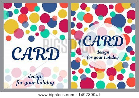 Universal modern card templates with colorful circles for holidays vector illustration