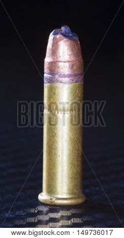 Lead bullet on a rimfire cartridge that has been damaged