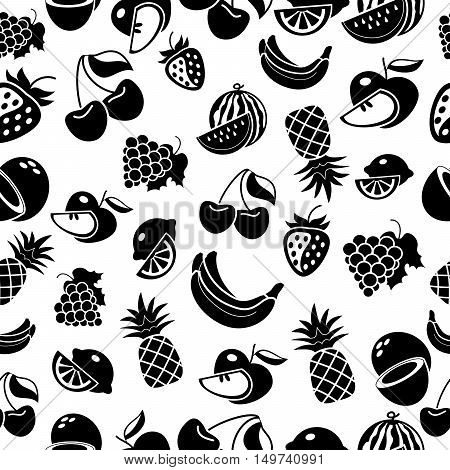 Black fruits pattern on white background vector illustration