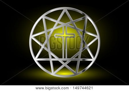 Nine pointed star ,stars in a circle , Star and Cross
