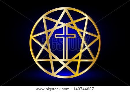 Nine pointed star ,stars in a circle , Star and Cross