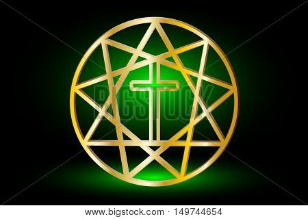 Nine pointed star ,stars in a circle , Star and Cross