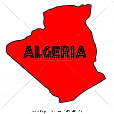 Algeria outline in silhouette over a white background