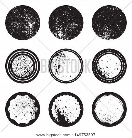 Set of vintage grunge circles label with spray texture vector illustration. Label design.