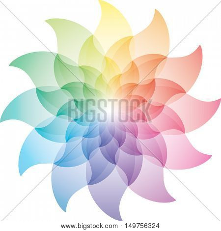 Beautiful Multicolor Lotus Flower Color Wheel Icon. Vector EPS10.