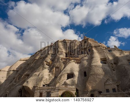 GOREME NEVSEHIR TURKEY- SEPTEMBER 16 2016: Cappadocia historical region of Turkey. Located among the 