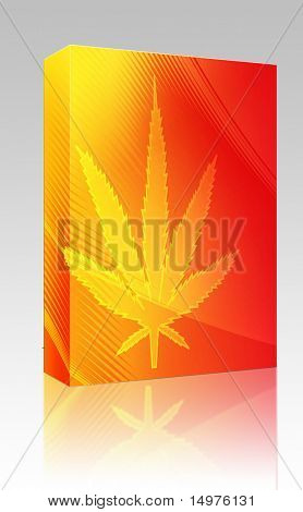 Boîte de paquet logiciel illustration feuille de Marijuana cannabis, symbole abstrait design