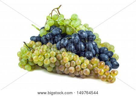 Dark and white grapes Isolated on white background.
