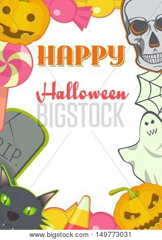 Halloween vectorcartoon Signs and Symbols card frame.