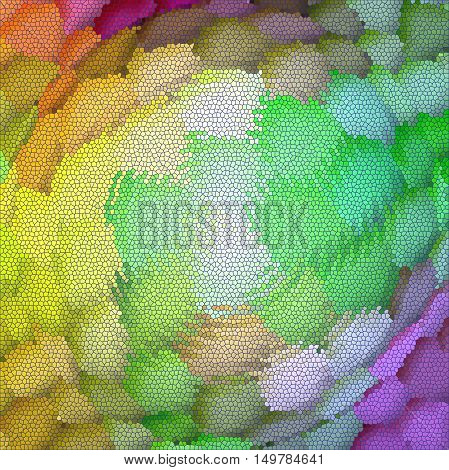 Abstract coloring background of the pastels gradient with visual lighting, mosaic, spherize , zigzag and stained glass effects.