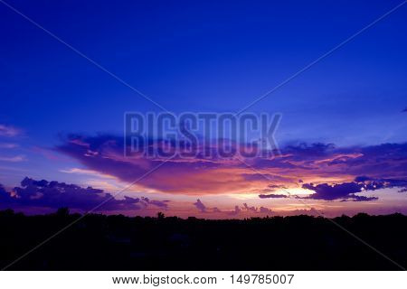 Blue sky and the cloud after sunset