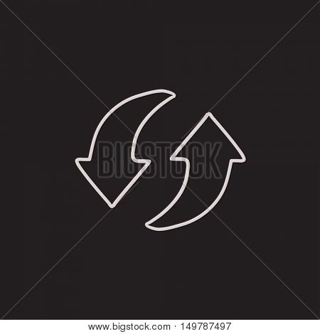 Two circular arrows vector sketch icon isolated on background. Hand drawn Two circular arrows icon. Two circular arrows sketch icon for infographic, website or app.