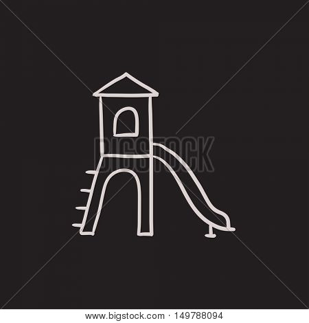 Playground with slide vector sketch icon isolated on background. Hand drawn Playground with slide icon. Playground with slide sketch icon for infographic, website or app.