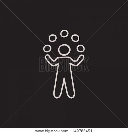 Man juggling with balls vector sketch icon isolated on background. Hand drawn Man juggling with balls icon. Man juggling with balls sketch icon for infographic, website or app.