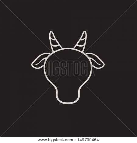 Cow head sketch icon for web, mobile and infographics. Hand drawn cow head icon. Cow head vector icon. Cow head icon isolated on white background.