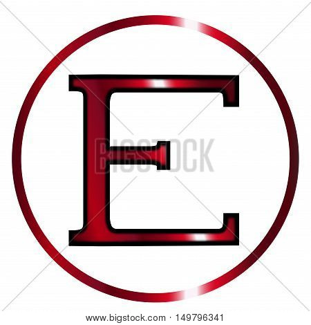 Epsilon a letter from the Greek alphabet isolated over a white Background.