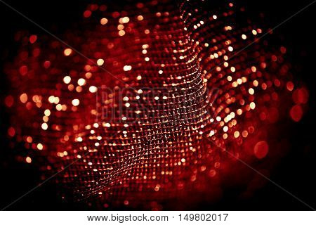 draped lurex fabric - warm red orange color space - dark background