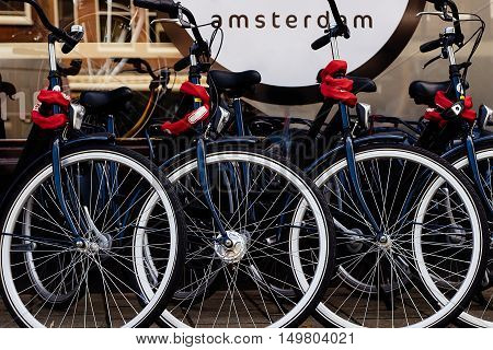 Bicycles In The Street Of Amsterdam