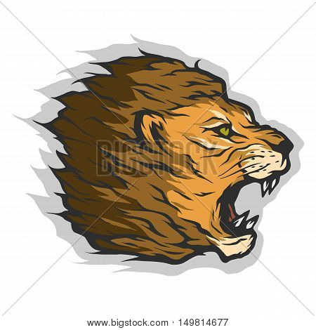 Roaring lion head Color version Vector illustration.