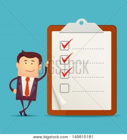 Businessman with clipboard and checklist vector illustration