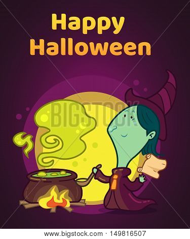Witch , Halloween character Vector illustration background