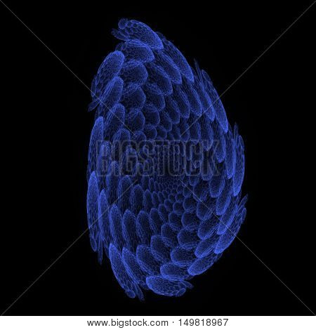 fractal blue universe imagination mandala art, black background