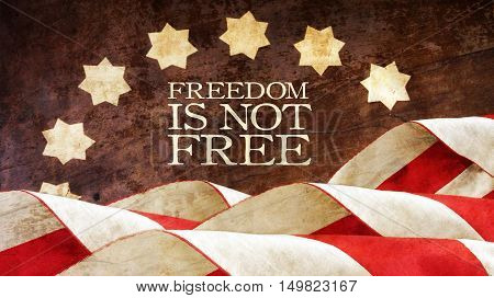 Qualities of a good soldier written on a wall. Stars and Stripes.