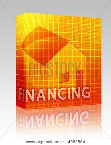 Pacchetto software box casa finanziamento collage digitale illustrazione, prestito subprime