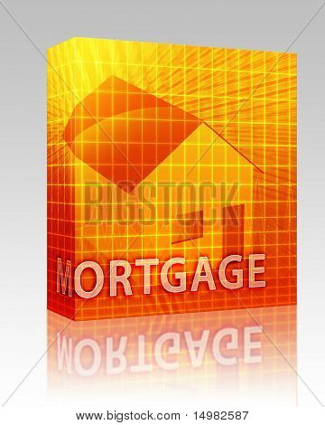 Pacchetto software box casa finanziamento collage digitale illustrazione, prestito subprime