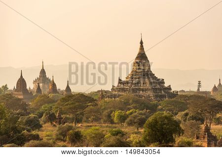 Shwesandaw pagoda the famous place to take sunrise photo in BaganMyanmar