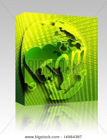 Yazılım paketi kutusu dotCom arka, Asya harita internet şekil