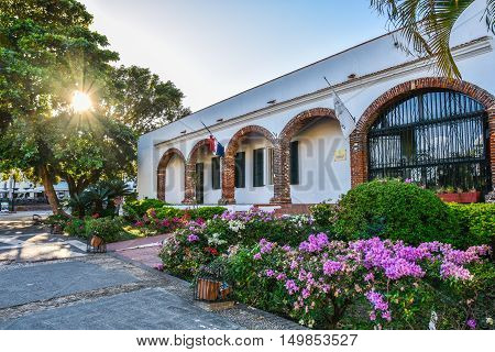 SANTO DOMINGO, DOMINICAN REPUBLIC - JANUARY 29, 2016: Virreinal Alcazar Museum of Ministry of Culture. Spanish Square, Colonia Zone.